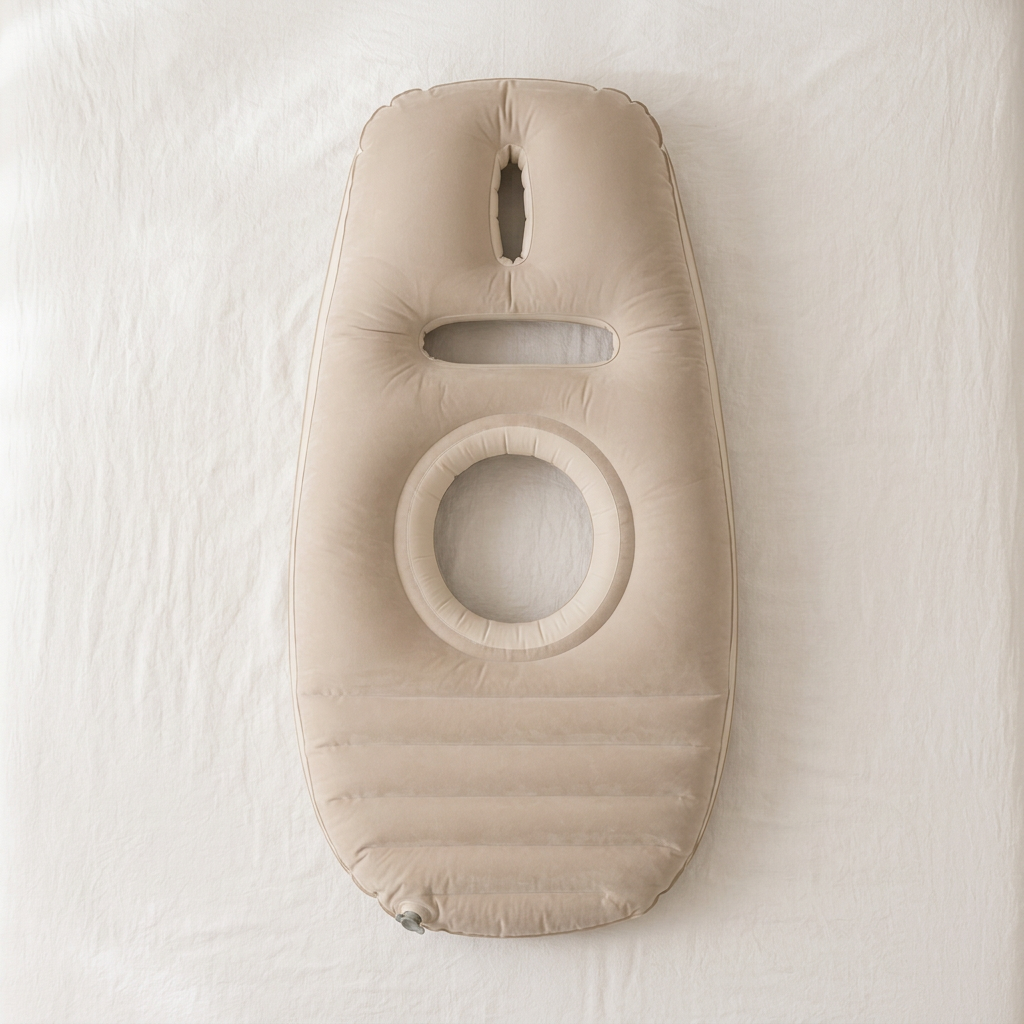 Top view of BumpCloud pillow on cream linen